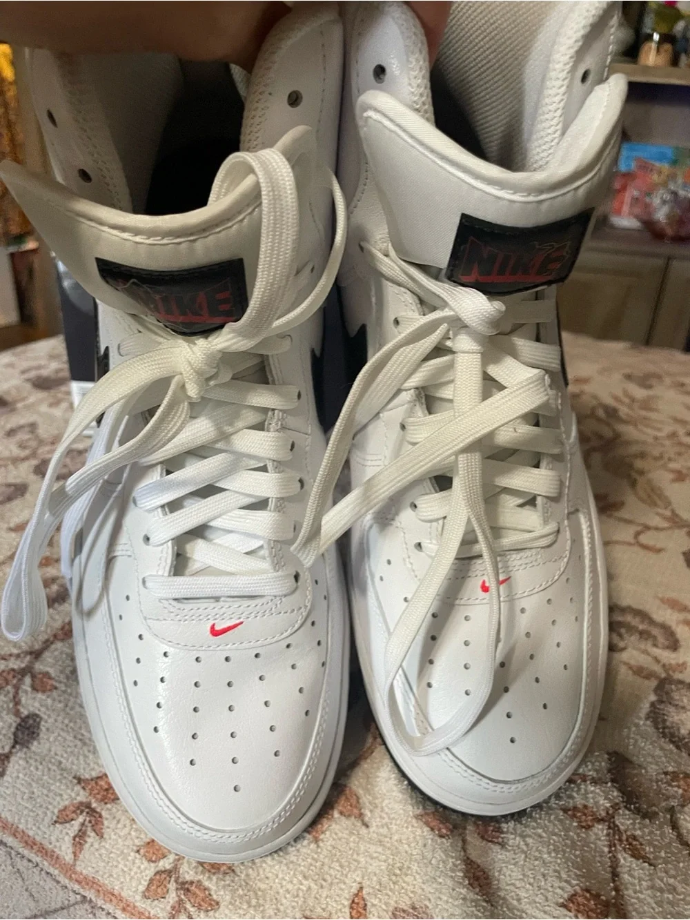 Nike Air Force 1 High ‘07 Electric White Black Crimson M 9.5 / W 11 NIB